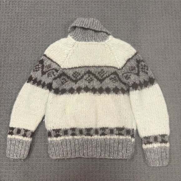 Vintage Handmade Knit Wool Sweater Youth Small Heavyweight Thick Jumper Collared - Picture 2 of 10